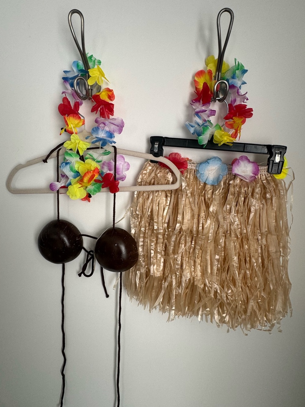 Tropical Lei and Grass Skirt Costume Set - Coconut Bra